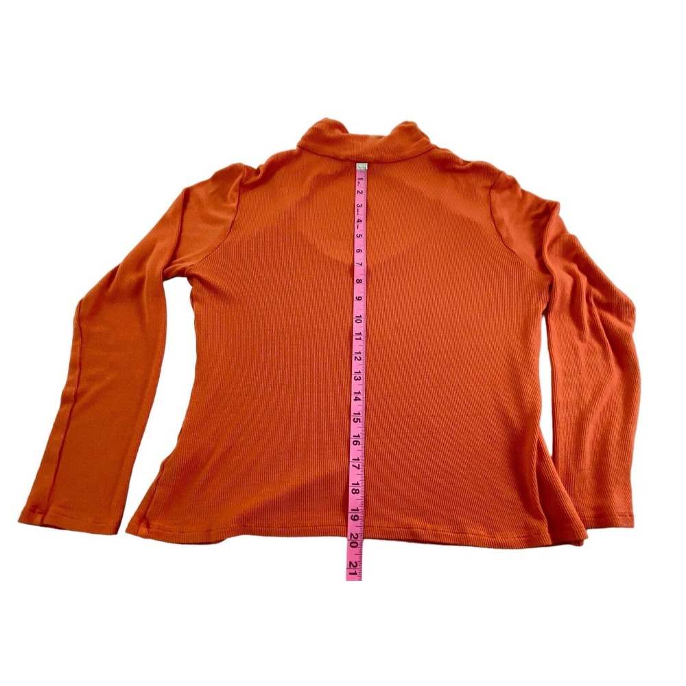 VENUS Women Cut Out Open Front Mock Neck Long Sleeve Top Sz L Orange 1-20 - Picture 8 of 12